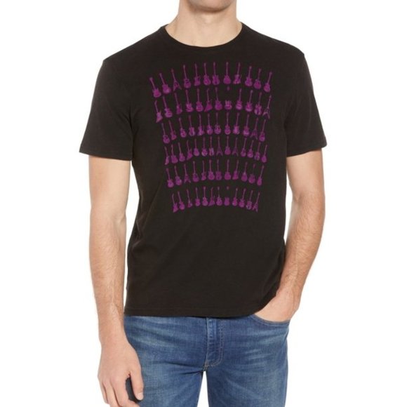 John Varvatos Star USA Men's Short Sleeve Guitar Rows Graphic Crew T-Shirt SMALL